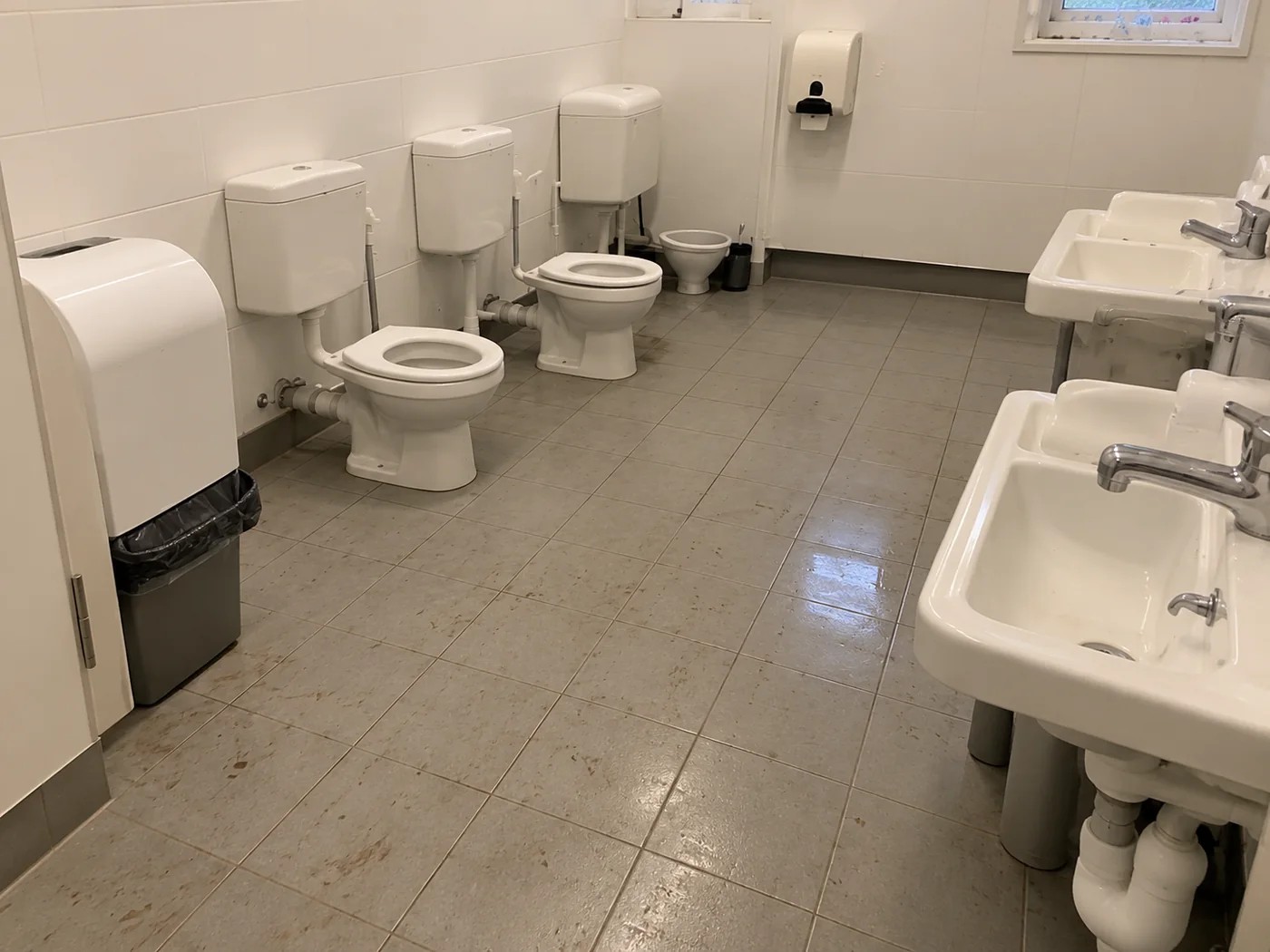 Illustrative childcare bathroom before cleaning in Melbourne